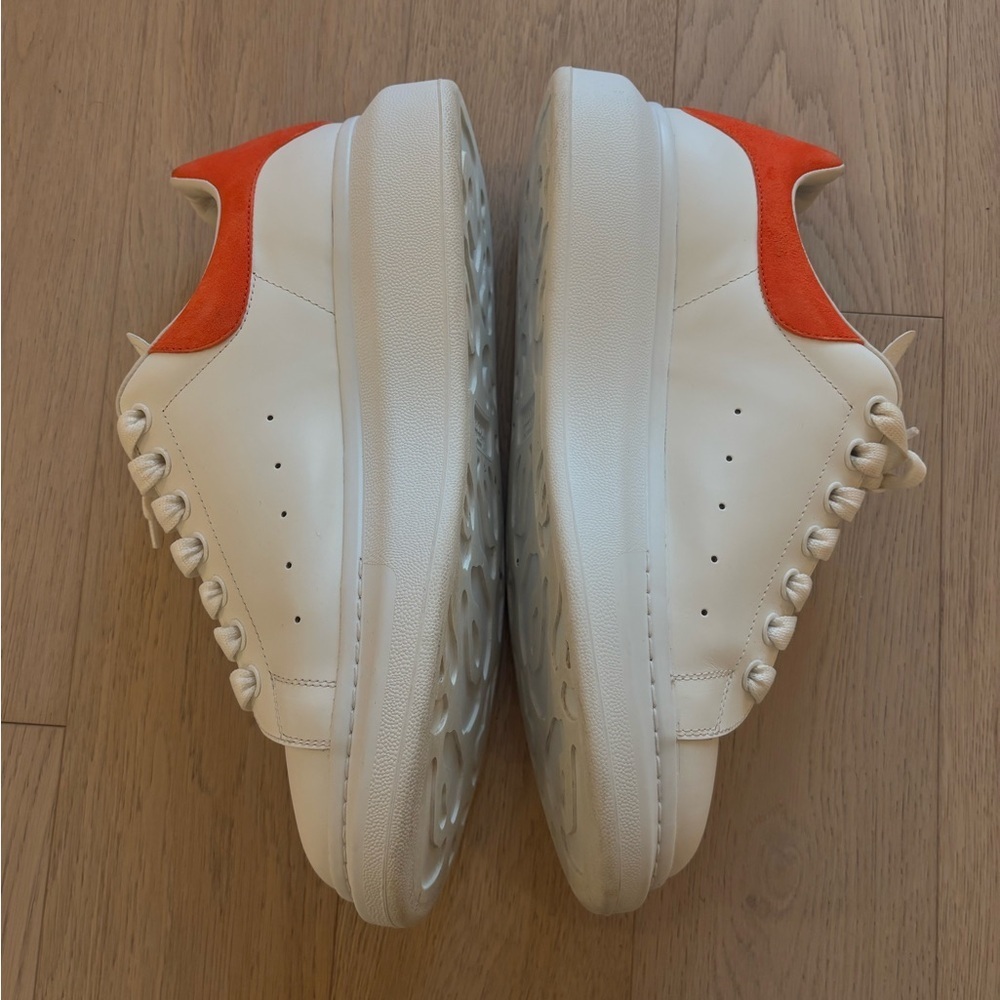 Alexander McQueen Men’s White Sneakers with Orangish Red Accents - Picture 2 of 6